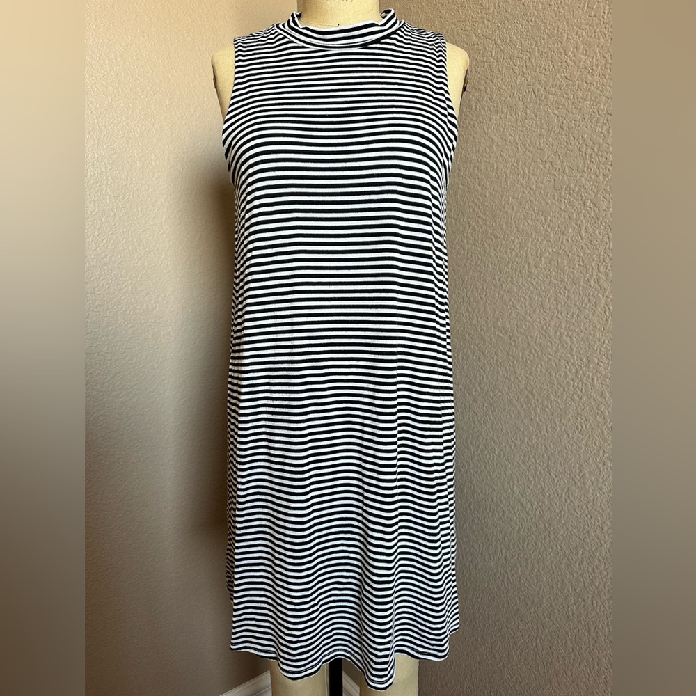 High neck Strip floaty dress